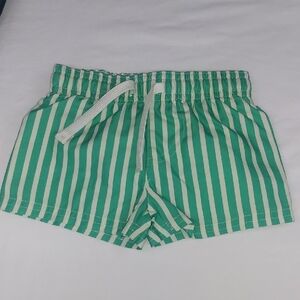 Green and White Striped Shorts